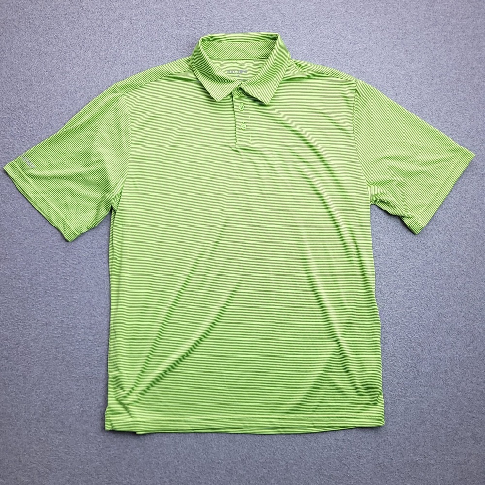 Black Clover Polo Shirt Large Golf Tech Performance Green Stripe Live Lucky Mens